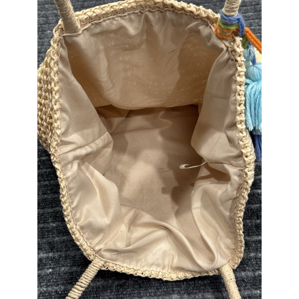 Women's Woven Tote Handbag Straw Beach Shoulder Bag for Summer Vacation Travel - Picture 3 of 5